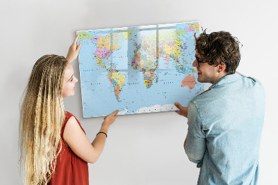Tableau magnétique effaçable Carte du monde avec photos personnelles
