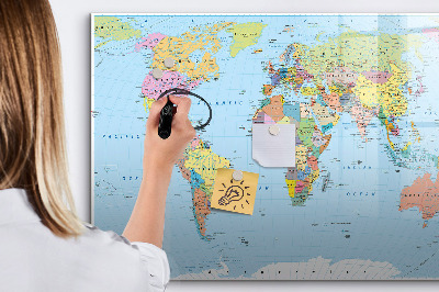 Tableau magnétique effaçable Carte du monde avec photos personnelles
