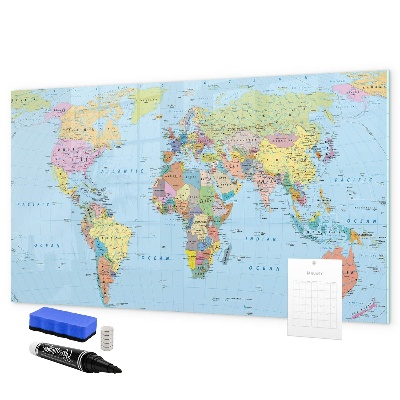 Tableau magnétique effaçable Carte du monde avec photos personnelles