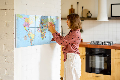 Tableau magnétique effaçable Carte du monde avec photos personnelles