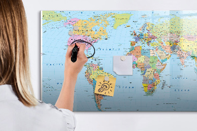 Tableau magnétique effaçable Carte du monde avec photos personnelles