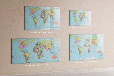 Tableau magnétique effaçable Carte du monde avec photos personnelles