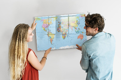 Tableau magnétique effaçable Carte du monde avec photos personnelles