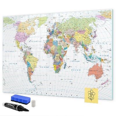 Tableau effaçable magnétique Carte du monde avec photos personnelles