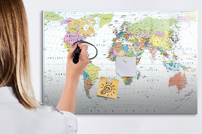 Tableau effaçable magnétique Carte du monde avec photos personnelles