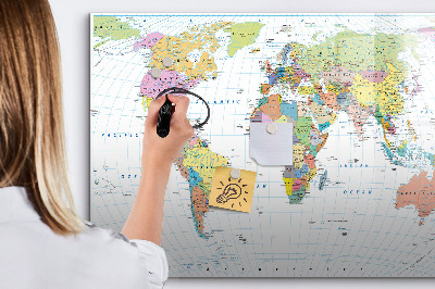 Tableau effaçable magnétique Carte du monde avec photos personnelles