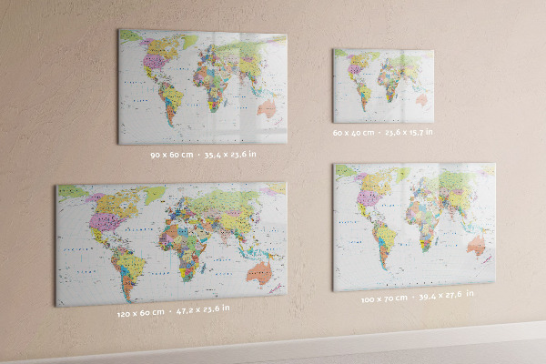 Tableau effaçable magnétique Carte du monde avec photos personnelles