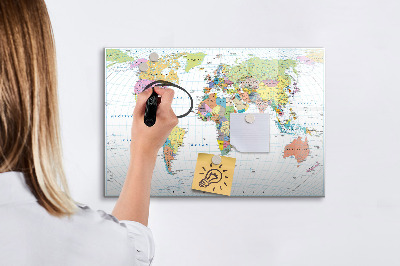 Tableau effaçable magnétique Carte du monde avec photos personnelles