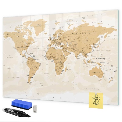 Tableau magnétique effaçable Carte de voyage avec les lieux à marquer