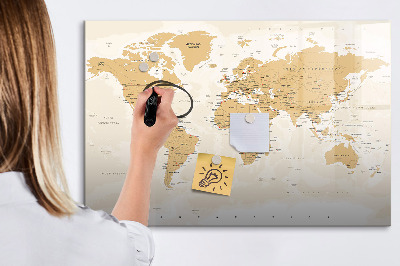 Tableau magnétique effaçable Carte de voyage avec les lieux à marquer