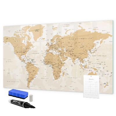Tableau magnétique effaçable Carte de voyage avec les lieux à marquer