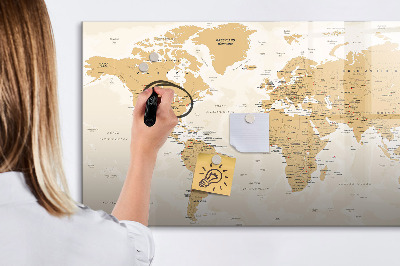 Tableau magnétique effaçable Carte de voyage avec les lieux à marquer
