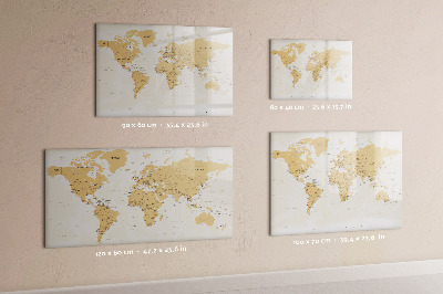 Tableau magnétique effaçable Carte de voyage avec les lieux à marquer