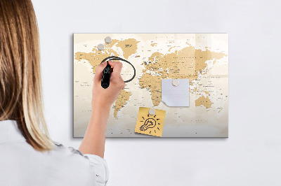 Tableau magnétique effaçable Carte de voyage avec les lieux à marquer