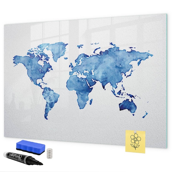 Tableau effaçable magnétique Une carte du monde avec des souvenirs personnels