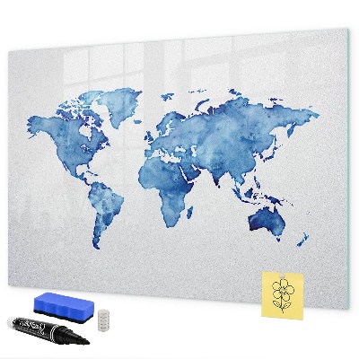 Tableau effaçable magnétique Une carte du monde avec des souvenirs personnels