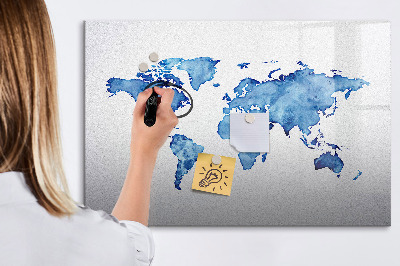 Tableau effaçable magnétique Une carte du monde avec des souvenirs personnels