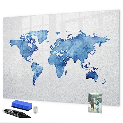 Tableau effaçable magnétique Une carte du monde avec des souvenirs personnels