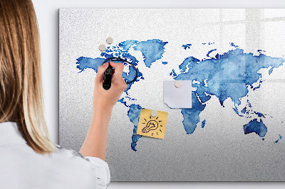 Tableau effaçable magnétique Une carte du monde avec des souvenirs personnels