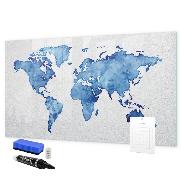 Tableau effaçable magnétique Une carte du monde avec des souvenirs personnels