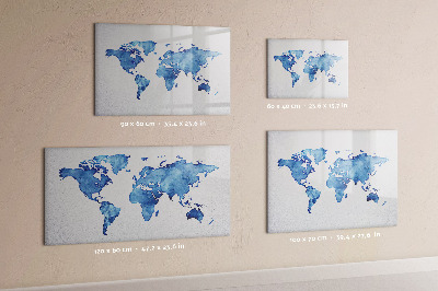 Tableau effaçable magnétique Une carte du monde avec des souvenirs personnels