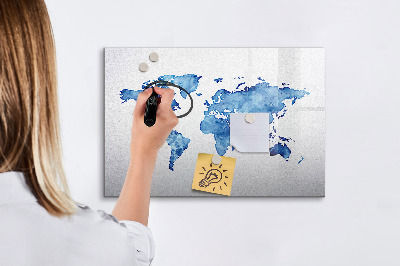 Tableau effaçable magnétique Une carte du monde avec des souvenirs personnels