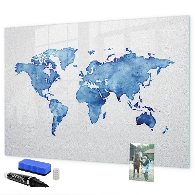 Tableau effaçable magnétique Une carte du monde avec des souvenirs personnels