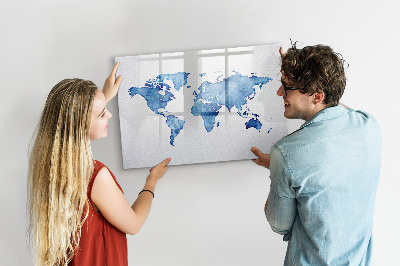 Tableau effaçable magnétique Une carte du monde avec des souvenirs personnels