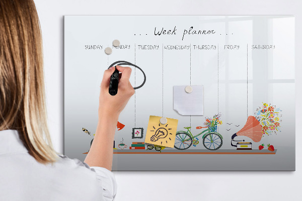 Tableau magnétique effaçable Agenda hebdomadaire avec photos et notes