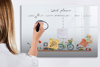 Tableau magnétique effaçable Agenda hebdomadaire avec photos et notes