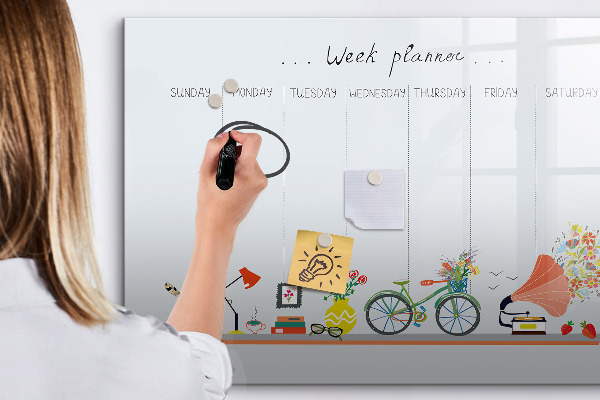 Tableau magnétique effaçable Agenda hebdomadaire avec photos et notes