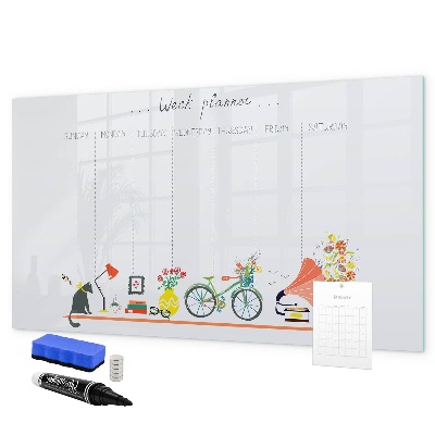 Tableau magnétique effaçable Agenda hebdomadaire avec photos et notes