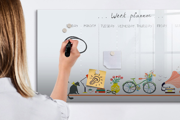 Tableau magnétique effaçable Agenda hebdomadaire avec photos et notes