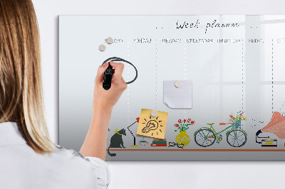 Tableau magnétique effaçable Agenda hebdomadaire avec photos et notes