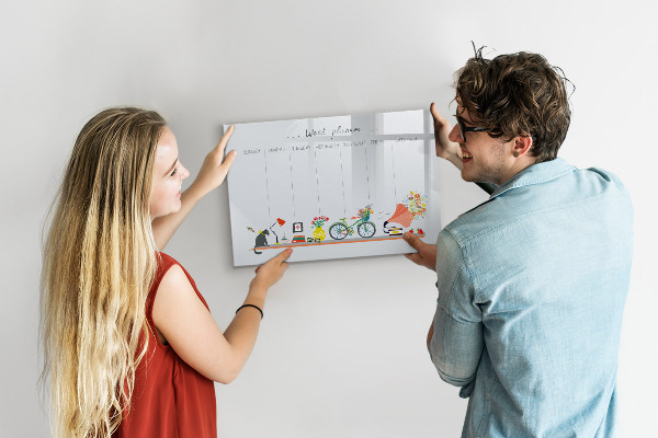 Tableau magnétique effaçable Agenda hebdomadaire avec photos et notes