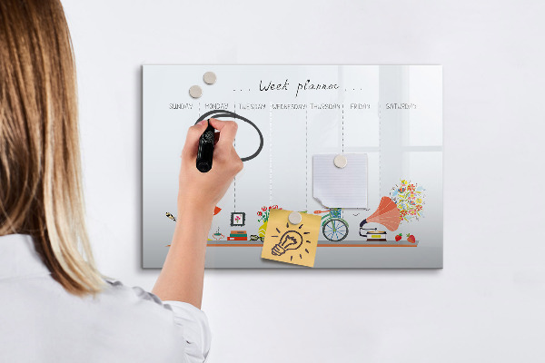 Tableau magnétique effaçable Agenda hebdomadaire avec photos et notes