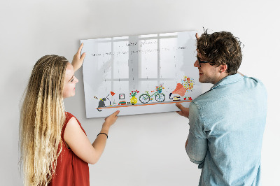 Tableau magnétique effaçable Agenda hebdomadaire avec photos et notes