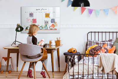 Tableau magnétique effaçable Agenda hebdomadaire avec photos et notes
