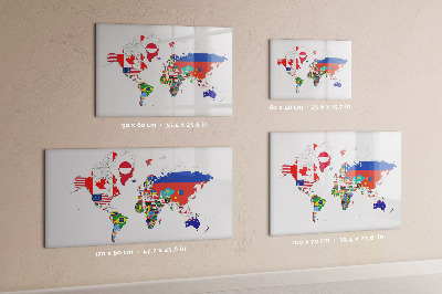 Tableau magnétique effaçable Carte du monde avec emplacements de photos