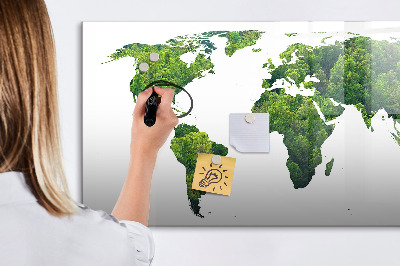 Tableau effaçable magnétique Carte du monde verte avec photos