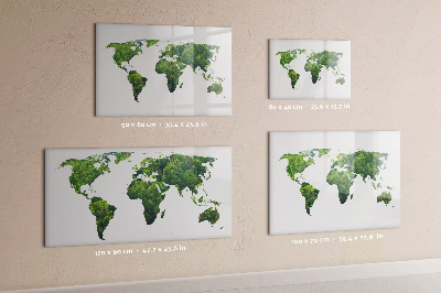 Tableau effaçable magnétique Carte du monde verte avec photos