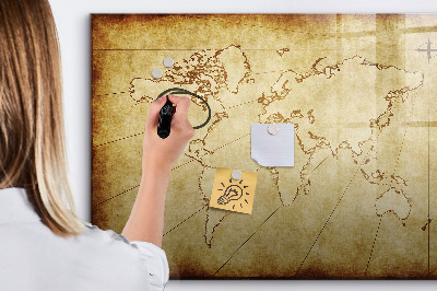 Tableau effaçable magnétique Une carte du monde avec des souvenirs personnels