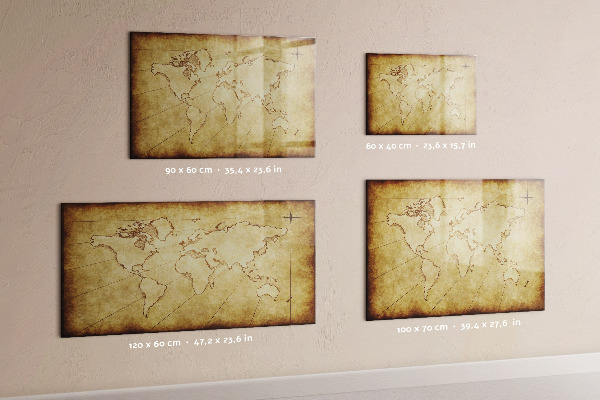 Tableau effaçable magnétique Une carte du monde avec des souvenirs personnels