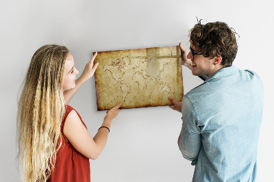 Tableau effaçable magnétique Une carte du monde avec des souvenirs personnels