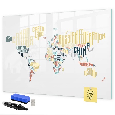 Tableau magnétique effaçable Une carte du monde avec des souvenirs personnels