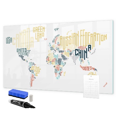 Tableau magnétique effaçable Une carte du monde avec des souvenirs personnels