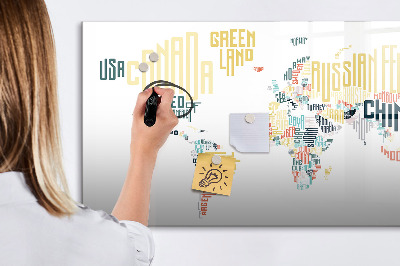 Tableau magnétique effaçable Une carte du monde avec des souvenirs personnels