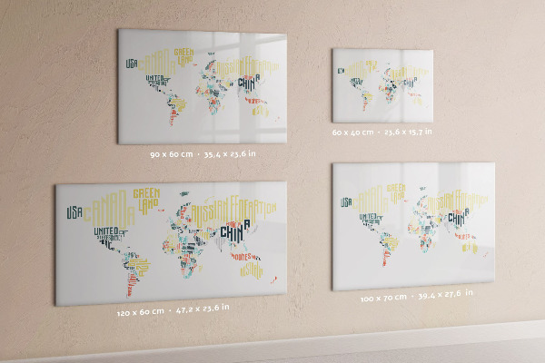 Tableau magnétique effaçable Une carte du monde avec des souvenirs personnels
