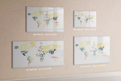 Tableau magnétique effaçable Une carte du monde avec des souvenirs personnels
