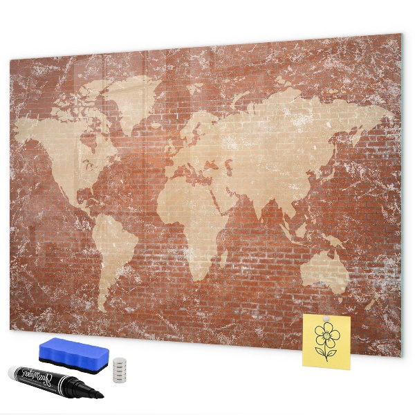 Tableau effaçable magnétique Carte du monde avec emplacements de photos